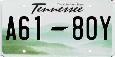 TN license plate A6180Y