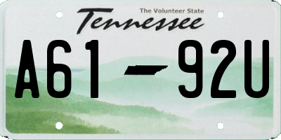 TN license plate A6192U