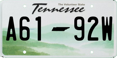 TN license plate A6192W