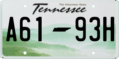 TN license plate A6193H