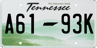 TN license plate A6193K