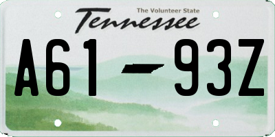TN license plate A6193Z