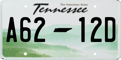TN license plate A6212D