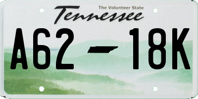 TN license plate A6218K