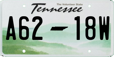 TN license plate A6218W