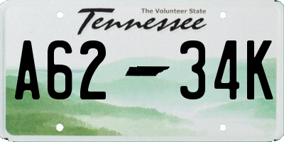 TN license plate A6234K