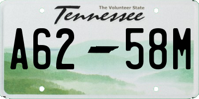 TN license plate A6258M