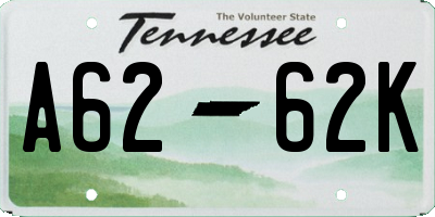 TN license plate A6262K