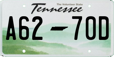 TN license plate A6270D
