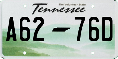 TN license plate A6276D