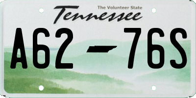 TN license plate A6276S
