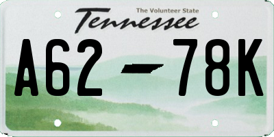 TN license plate A6278K