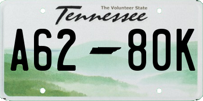 TN license plate A6280K