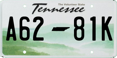 TN license plate A6281K