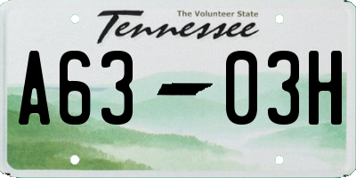 TN license plate A6303H