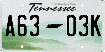 TN license plate A6303K
