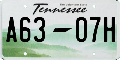 TN license plate A6307H