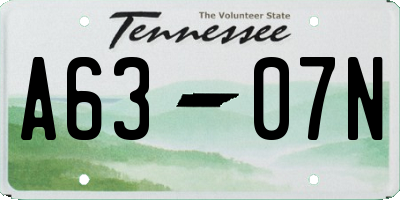 TN license plate A6307N
