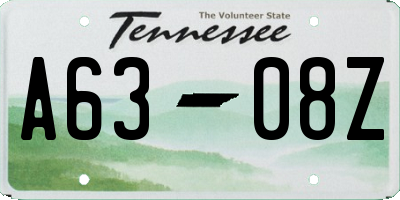 TN license plate A6308Z