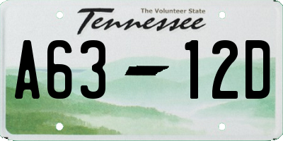 TN license plate A6312D