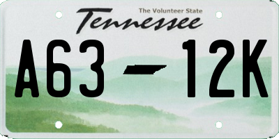 TN license plate A6312K