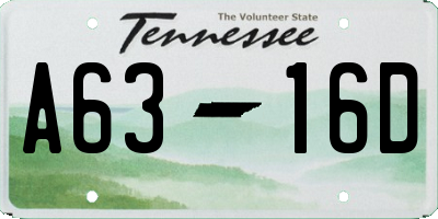 TN license plate A6316D