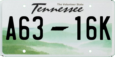TN license plate A6316K