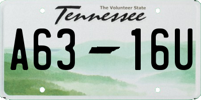 TN license plate A6316U