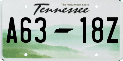 TN license plate A6318Z