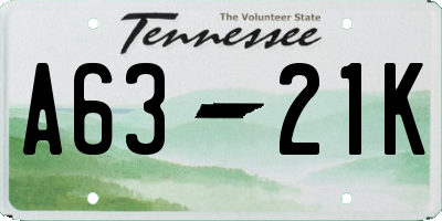 TN license plate A6321K