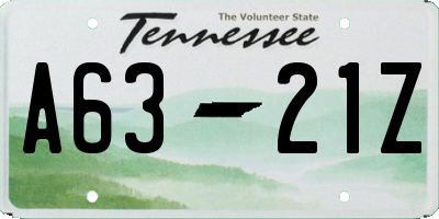 TN license plate A6321Z