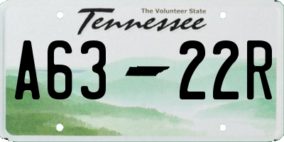 TN license plate A6322R