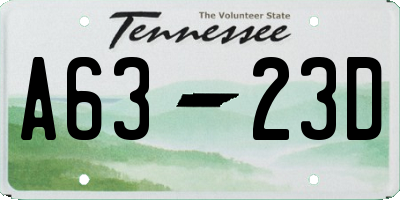 TN license plate A6323D