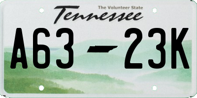 TN license plate A6323K