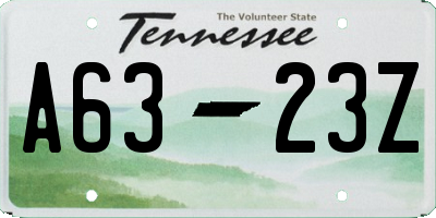 TN license plate A6323Z
