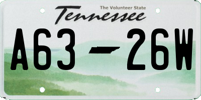TN license plate A6326W