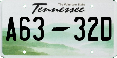 TN license plate A6332D