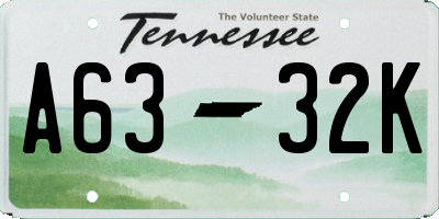 TN license plate A6332K