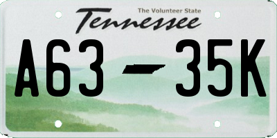 TN license plate A6335K
