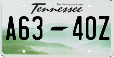 TN license plate A6340Z