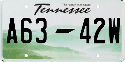 TN license plate A6342W