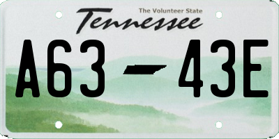 TN license plate A6343E