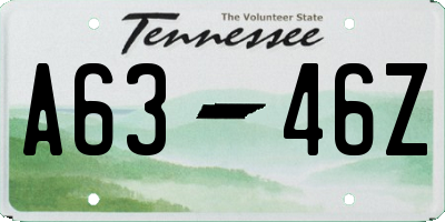 TN license plate A6346Z
