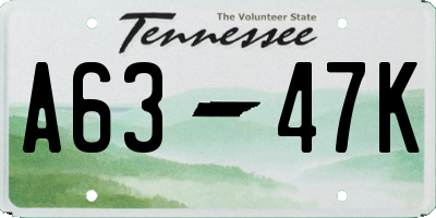 TN license plate A6347K
