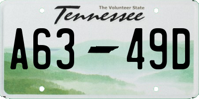 TN license plate A6349D