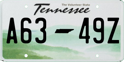 TN license plate A6349Z