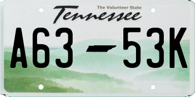 TN license plate A6353K