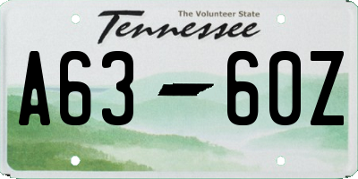 TN license plate A6360Z