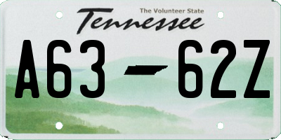 TN license plate A6362Z