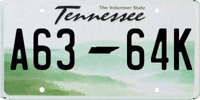 TN license plate A6364K
